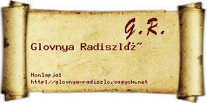 Glovnya Radiszló névjegykártya